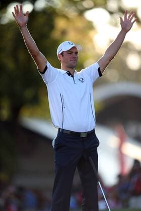 Sept. 30, 2012 - Medinah, IL, USA - Europe s Martin Kaymer celebrates his putt that won Ryder Cup at Medinah Country Club in Medinah, Illinois on Sunday, September 30, 2012. Ryder Cup golf tournament - ZUMAm67