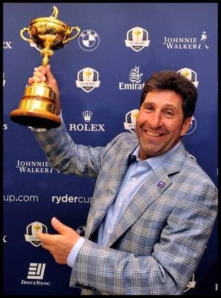 Ryder Cup Captain Jose Maria Olazabal, kisses the Ryder Cup after the victorious European Ryder Cup Team which retained the trophy in thrilling fashion at Medinah Country Club in Chicago on Sunday, give a press conference at Heathrow s Sofitel Hotel, Tuesday October 2, 2012 - AndrewxParsonsx xi-Images  AJP