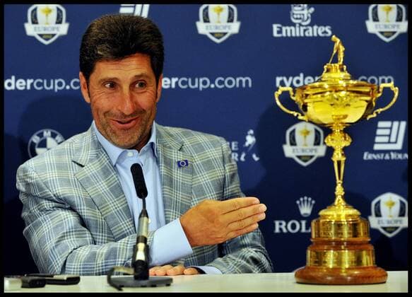 Ryder Cup Captain Jose Maria Olazabal, along with Nicolas Colsaerts the victorious European Ryder Cup Team which retained the trophy in thrilling fashion at Medinah Country Club in Chicago on Sunday, give a press conference at Heathrow s Sofitel Hotel, Tuesday October 2, 2012 - AndrewxParsonsx xi-Images  AJP
