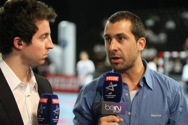 Michael GUIGOU au micro de be in beinsport HANDBALL : Montpellier HB vs Leon - Ligue des Champions - 07 10 2012 RichardGosselin Panoramic 
