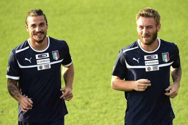Coverciano 08 10 2012 - Training Italien; Daniel Pablo Osvaldo - Daniele De Rossi 