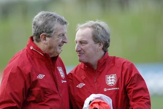 The official opening of St Georges Park, Burton Upon Trent. Roy Hodgson and Ray Lewington during training. Picture Malcolm Couzens Sportimage EDITORIAL USE ONLY. No use with unauthorised audio, video, data, fixture lists, club league logos or live services. Online in-match use limited to 120 images, no video emulation. No use in betting, games or single club league player publications.