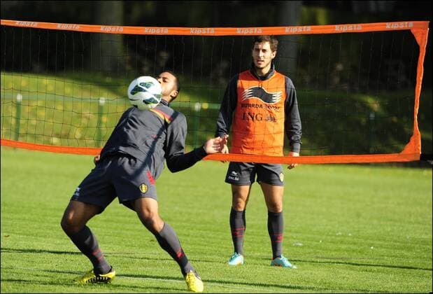 Moussa Dembele - Eden Hazard FOOTBALL : Equipe Nationale de Belgique - Entrainement - Bruxelles - 09 10 2012 Photonews Panoramic 