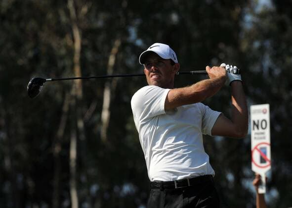 ANTALYA, Oct. 11, 2012 -- Charl Schwartzel of South Africa tees off in his match during the 3rd round of the Turkish Airlines World Golf Final at Antalya Golf Club in Antalya, Turkey on October 11, 2012. 