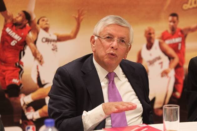 NBA Commissioner David Stern attends a press conference for the 2012 NBA Basketball Herren USA China Games in Shanghai, China, 12 October 2012. The Miami Heat defeated the Los Aneles Clippers 94-80 in the first match of their NBA Basketball Herren USA China Games on Thursday (11 October 2012) in Beijing. The other game will be held in Shanghai on Sunday. David Stern promotes NBA Basketball Herren USA China Games in Shanghai  20121012_35549