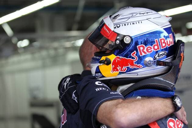 14.10.2012- Race, Adrian Newey (GBR), Red Bull Racing , Technical Operations Director and Sebastian Vettel (GER) Red Bull Racing RB8 race winner 