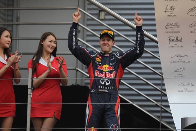 14.10.2012- Race, Sebastian Vettel (GER) Red Bull Racing RB8 race winner 