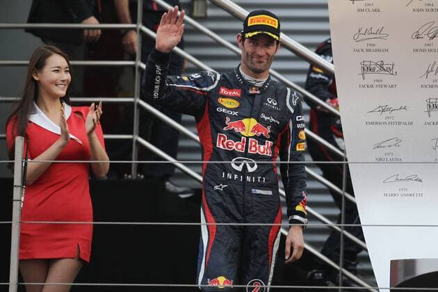 14.10.2012- Race, 2nd position Mark Webber (AUS) Red Bull Racing RB8 