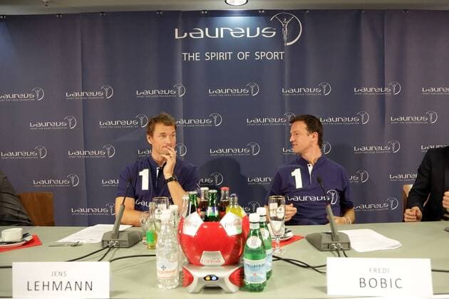 Laureus Botschafter Jens Lehmann (Ex-Nationaltorwart) und Fredi Bobic (Manager VfB Stuttgart)