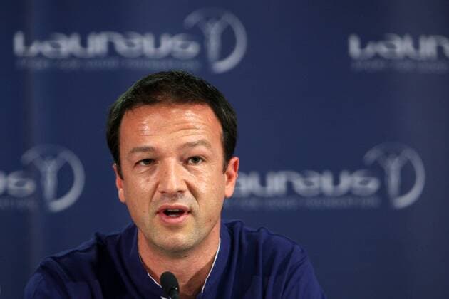 Fredi Bobic der neue Laureus-Botschafter bei der PK Deutschland - Italien, die ultimative Revanche, ran Jahrhundertspiel Deutschland - Italien, Fussballbenefizspiel: Laureus, Ein Herz fuer Kinder, Frankfurt 14.10.2012