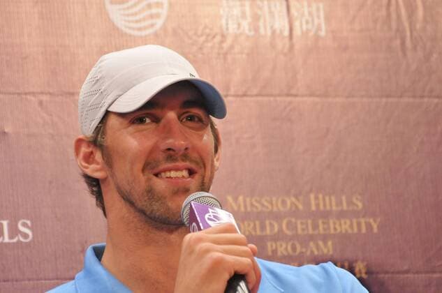 HAIKOU, CHINA - OCTOBER 18: (CHINA OUT) Michael Phelps of USA attends Mission Hills Star Trophy press conference at the Mission Hills Golf Club on October 18, 2012 in Haikou, Hainan Province of China.  CFP432776851 