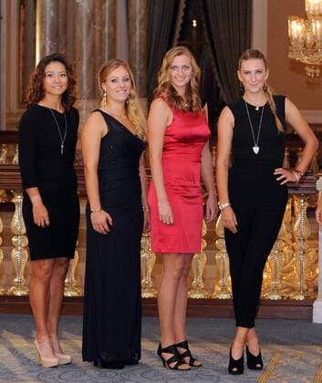 WTA Championships Istanbul Türkei Last 8: v.L: Li Na( CHN) Angelique Kerber(GER);Petra Kvitova(CZE), Victoria Azarenka (BLR),