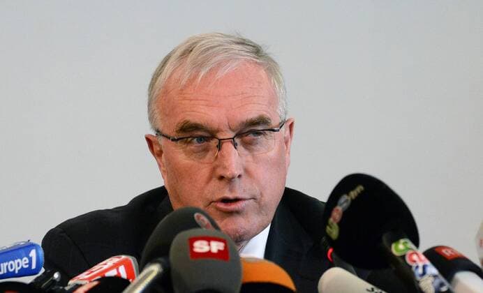 (121022) -- GENEVA, Oct. 22, 2012 (Xinhua) -- International Cycling Union (UCI) president Pat McQuaid speaks to media during a news conference on the Lance Armstrong doping scandal in Geneva, Switzerland, on Oct. 22, 2012. Cycling s world governing body UCI on Monday ratified the U.S. Anti-Doping Agency (USADA) decision to strip cyclist Lance Armstrong of his seven Tour de France titles and ban him for life. (Xinhua Wang Siwei) SWITZERLAND-GENEVA-ARMSTRONG-UCI-DECISION 