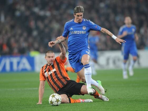 Yaroslav Rakitskiy, Fernando Torres, Football - 2012 2013 Champions League - Group E: Shakhtar Donetsk vs. Chelsea FC London at Donbass Arena, Donetsk, Ukraine. 