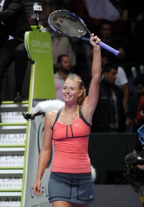 ISTANBUL, Oct. 24, 2012 - Maria Sharapova of Russia reacts after winning the match at WTA Tennis Damen Championships 2012 in Istanbul of Turkey on Oct. 24, 2012. TURKEY-ISTANBUL-WTA CHAMPIONSHIPS 