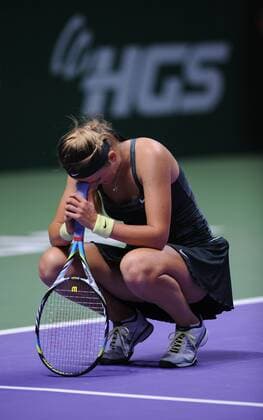ISTANBUL, Oct. 24, 2012 - Victoria Azarenka of Belarus reacts during the match at WTA Tennis Damen Championships 2012 in Istanbul of Turkey on Oct. 24, 2012. TURKEY-ISTANBUL-WTA CHAMPIONSHIPS 
