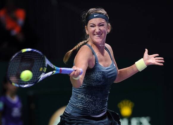 ISTANBUL, Oct. 24, 2012 - Victoria Azarenka of Belarus hits a return at WTA Tennis Damen Championships 2012 in Istanbul of Turkey on Oct. 24, 2012. TURKEY-ISTANBUL-WTA CHAMPIONSHIPS 