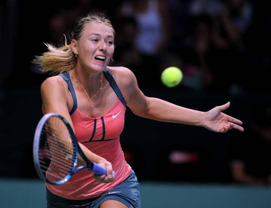 Maria Sharapova of Russia on the fourth day of the singles of WTA Tennis Damen Championships 2012 in Istanbul of Turkey on Oct. 26, 2012. TURKEY-ISTANBUL-WTA CHAMPIONSHIPS 