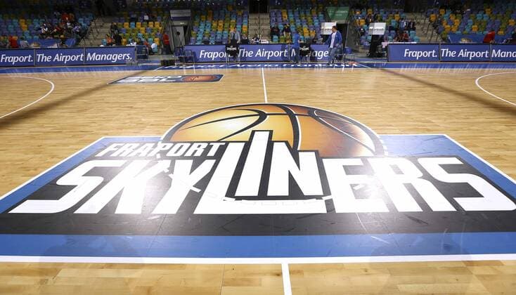 das Logo der Skyliners Basketball 1. Bundesliga in Frankfurt am 10.10.2012 Fraport Skyliners