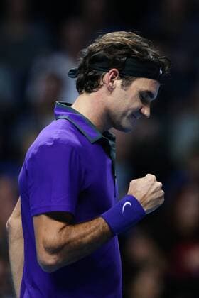 Tennis - ATP Tennis Herren World Tour finals 2012 - Roger Federer (SUI) wins at the O2 Arena, London 