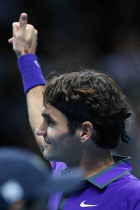 Tennis - ATP Tennis Herren World Tour finals 2012 - Roger Federer (SUI) wins at the O2 Arena, London 