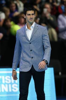 Tennis - ATP Tennis Herren World Tour finals 2012 - The O2 Arena Novak Djokovic is presented with the ATP Tennis Herren world no.1 trophy at the O2 Arena, London 