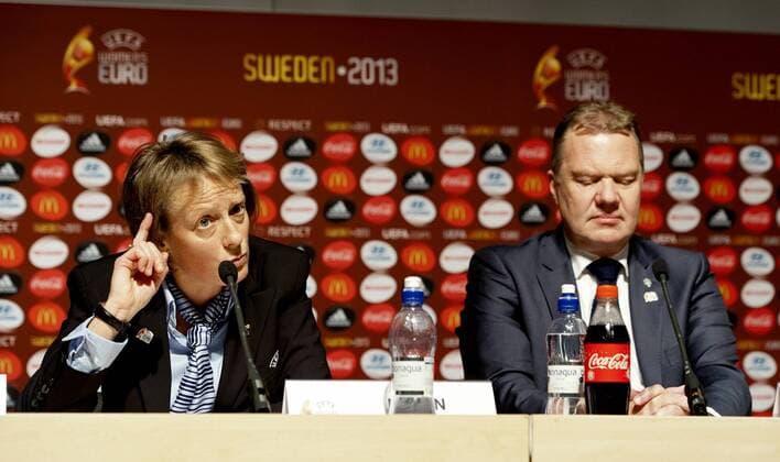 Göteborg, 09.11.2012 - UEFA press conference 2012 - Uefa Executive and Chairwomen of UEFA Women s Football Committie Karen Esplund (NOR) President of the Swedish Football Assciation Karl Erik Nilsson (SWE) KP0300003 