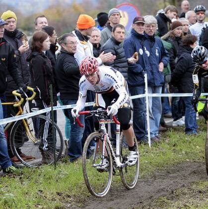 Radsport - 7. ENTEGA City Cross Cup Lorsch - 11.11.2012 - Lorsch v. l. Hanka Kupfernagel Siegerin Elite Damen Aktion, Einzelbild -