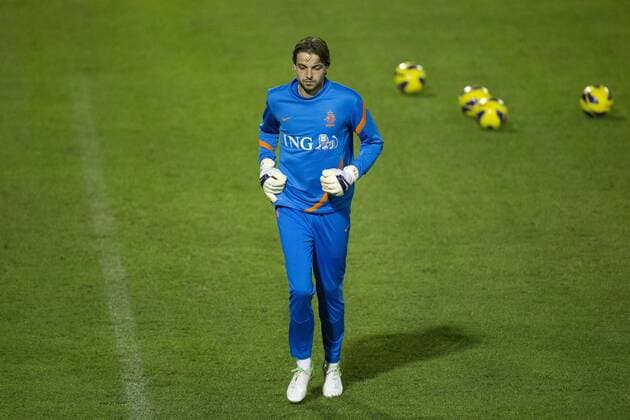 Goalkeeper Tim Krul of Holland during the Training Session of the Dutch Team at Sportpark Nieuw Zuid on November 12, 2012 in Katwijk, The Netherlands. Training session Dutch team Training 2012 2013 xVIxLaurensxLindhoutxIVx 1244093