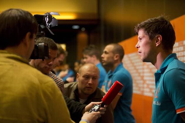 Klaas Jan Huntelaar of Holland during the Training Session of the Dutch Team at Sportpark Nieuw Zuid on November 12, 2012 in Katwijk, The Netherlands. Training session Dutch team Training 2012 2013 xVIxxIVx 1244158