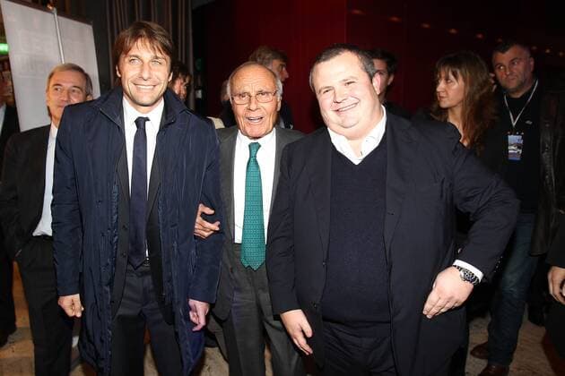 Antonio Conte (Juventus Turin), Tito Stagno und Präsident Tommaso Ghirardi (FC Parma) - Montecatini Terme 12 11 2012 Football Calcio Serie A 2012 13 Premiere des Film über Tommaso Maestrelli PaoloxNucci