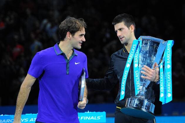 Novak Djokovic (SRB) def Roger Federer (SUI) -- ATP Masters in London - Tennis Herren - 12 11 2012 COUVERCELLE TENNISMAG PANORAMIC 
