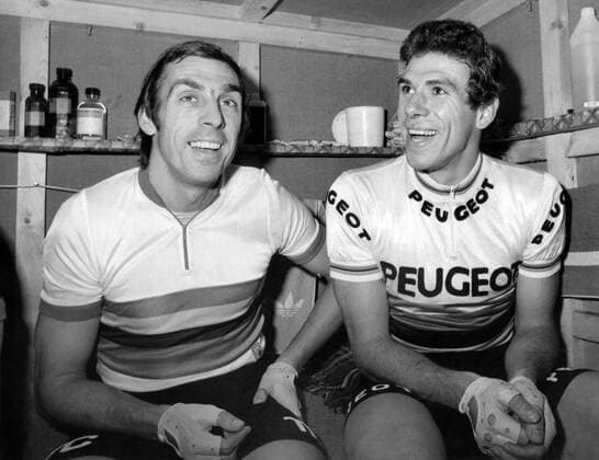 Patrick Sercu (Belgien, li.) und Gregor Braun (Deutschland) - Sechstagerennen München 1978