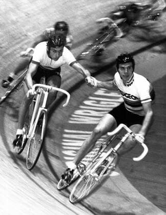 Patrick Sercu (Belgien, li.) und Gregor Braun (Deutschland) - Sechstagerennen München 1978
