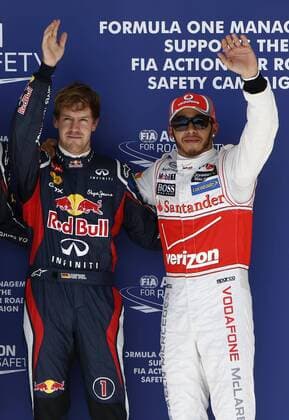 Motorsports: FIA Formula One World Championship 2012, Grand Prix of United States, 1 Sebastian Vettel (GER, Red Bull Racing), 4 Lewis Hamilton (GBR, Vodafone McLaren Mercedes), xHOCHxZWEIx