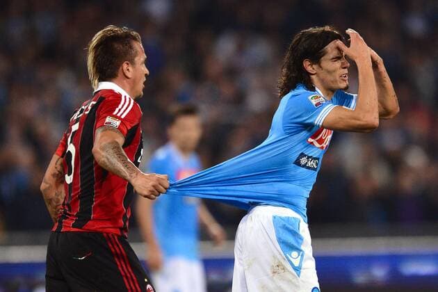 Philippe Mexes Milan, Edinson Cavani Napoli - Napoli, 17 11 2012 - Serie A 2012 2013 SSC Napoli Vs AC Milan - Andreaxstaccioli