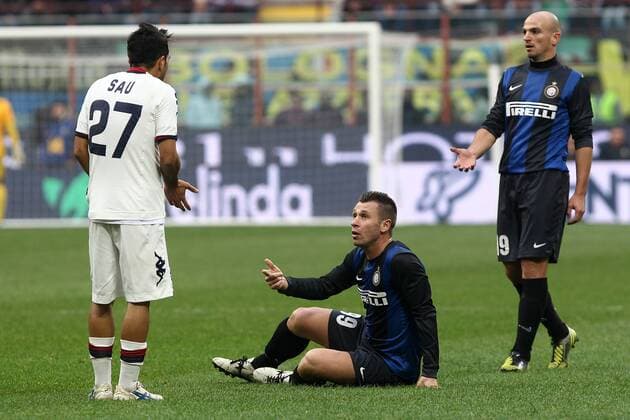 Antonio Cassano Inter Marco Sau Cagliari - Calcio Serie A 2012 13 - Inter Mailand vs US Cagliari - PaoloxNucci