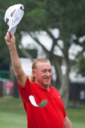 Nov 18, 2012; Hong Kong, CHINA; Miguel Angel Jimenez of Spain became the oldest European Tour winner on Sunday by achieving a 5-under 65 to capture his third Hong Kong Open title at The Hong Kong Golf Club. Hong Kong Open Day 4  - ZUMAs11