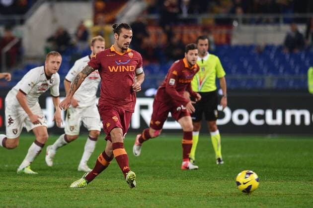 Pablo Daniel Osvaldo Goal celebration Roma 19 11 2012 Roma Stadio Olimpico Football 2012 2013 Campionato di Calcio Serie A, AS Roma - FC Torino 1906. andreaxstaccioli