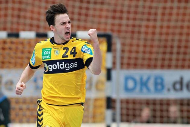 Minden, Deutschland 20. November 2012: 1. Bundesliga 12 13 - GWD Minden vs. Rhein Neckar Löwen. Patrick Groetzki (Rhein-Neckar Löwen) Jubel Torjubel Torschuetze Torschütze sg