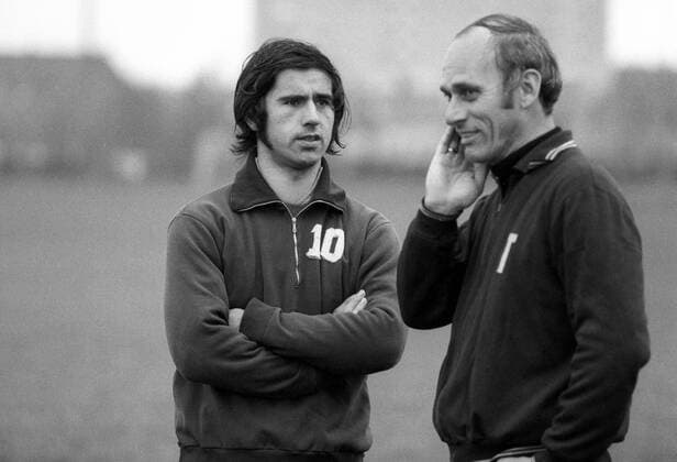 Trainer Udo Lattek (re.) und Gerd Müller (beide FC Bayern München)
