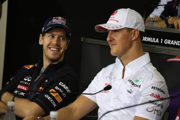 22.11.2012- Press conference, Sebastian Vettel (GER) Red Bull Racing RB8, Michael Schumacher (GER) Mercedes AMG F1 W03 and Michael Schumacher (GER) Mercedes AMG F1 W03 Brazilian Grand Prix, Sao Paulo 22-25 November 2012 