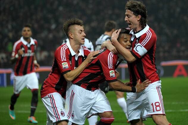 Robinho , goal celebration , Milan Juventus Calcio - AC Milan vs Juventus Turin Serie A - Mailand 25 11 2012 Stadio San Siro Milano Football Calcio 2012 2013 federicoxtardito