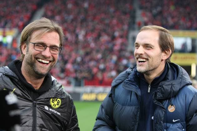 Fussball, Bundesliga: 1.FSV Mainz 05 vs. Borussia Dortmund, Meisterschaftsspiel am 13. Spieltag in der Saison 2012 13 am 24.11.2012 in der Coface-Arena in Mainz, v.l. Trainer Jürgen Klopp (BVB), Mainzer Coach Thomas Tuchel