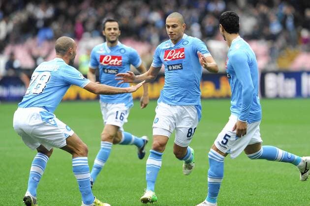 Neapel, Serie A - SSC Neapel vs. Delfino Pescara 1936: Gökhan Inler, Paolo Cannavaro, Giandomenico Mesto, Miguel Angel Britos 