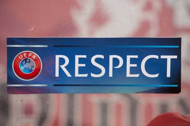 Respect Logo UEFA during the Europa League match between FC Twente and Helsingborgs IF at the Grolsch Veste on December 6, 2012 in Enschede, The Netherlands. FC Twente v Helsingborgs IF Europa League 2012 2013 xVIxLaurensxLindhoutxIVx 1286466