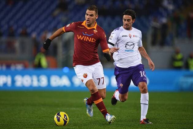 Panagiotis Tachtsidis Roma and Alberto Aquilani Fiorentina.- Rom, 08.12.2012 - Serie A 2012 2013 - AS Rom vs ACF Fiorentina (AC Florenz) - andreaxstaccioli