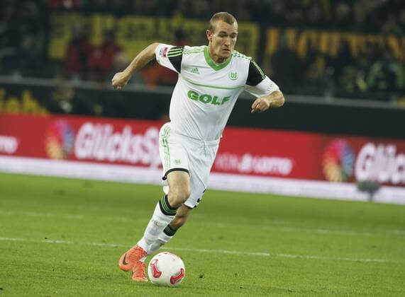 Fussball, Herren, 1. Bundesliga, Saison 2012 2013, Spieltag 16, Borussia Dortmund vs VFL Wolfsburg 08.12.2012, signal iduna Park Dortmund,Thomas Kahlenberg, VfL Wolfsburg, Aktion, Einzelbild,