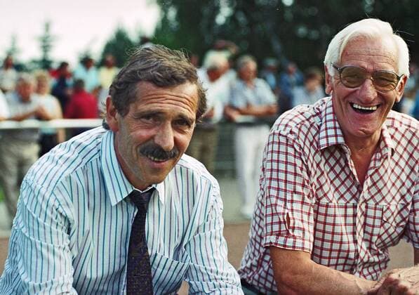Fußball, Trainerhistorie 1. FC Lok Leipzig von 1896 bis heute Aus Freundschaftsspiel Spielvereinigung Groß Bülten (bei Peine) gegen Lok Leipzig am 26.06.1990. Im Foto: li. Trainer Gunter Böhme