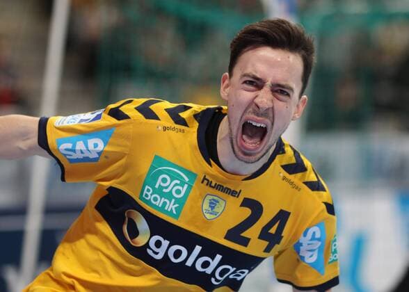 HANDBALL - DHB POKAL - 12.12.2012, RHEIN NECKAR LÖWEN vs. SC GLADIATORS MAGDEBURG - , Jubel Patrick Grötzki (RNL), -